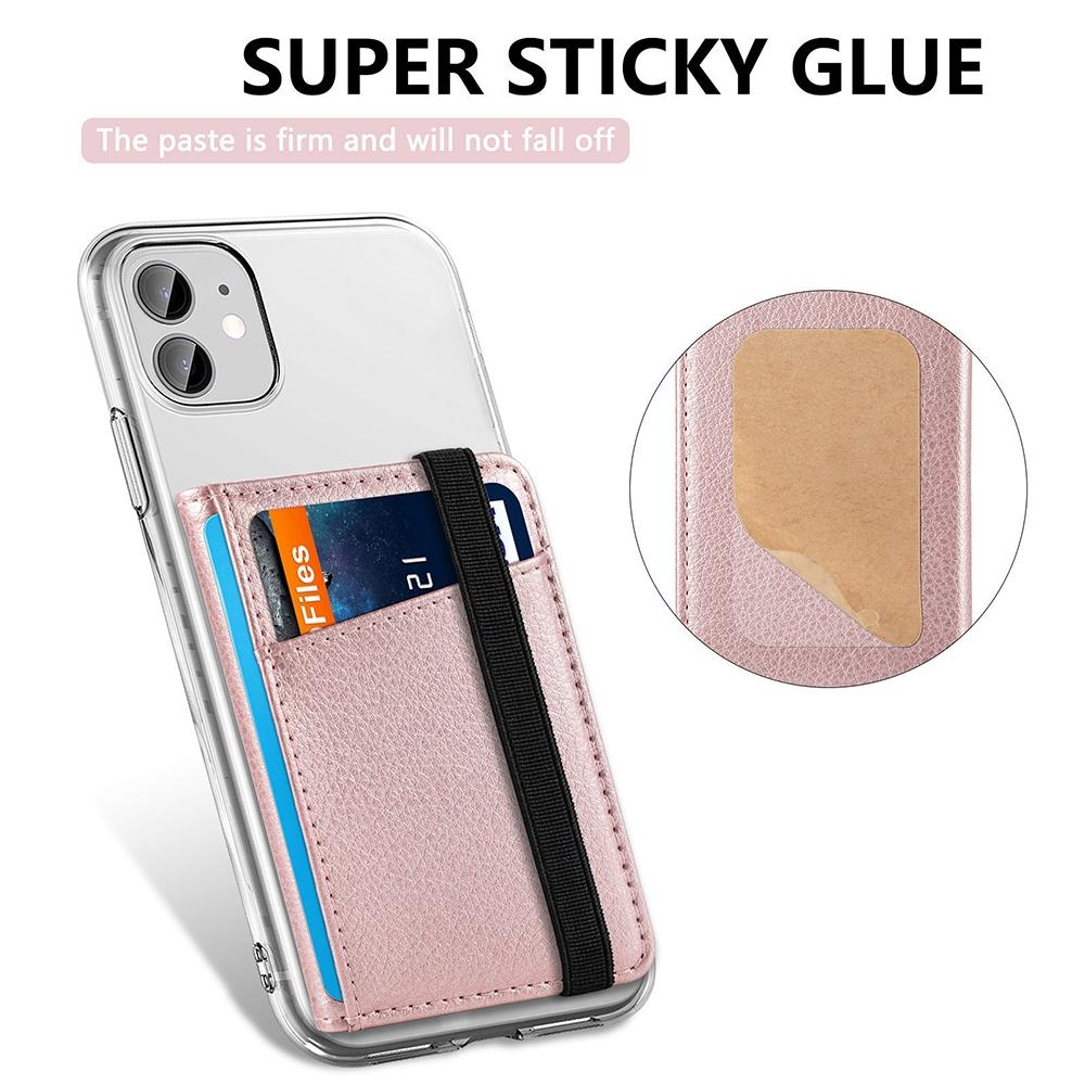 Pu Leather Phone Card Holder With Bracket Multifunctional - Black