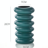Imitation Glaze Porcelain Spiral Vase for Wet & Dry Flower Arrangements - Dark Green - Front View