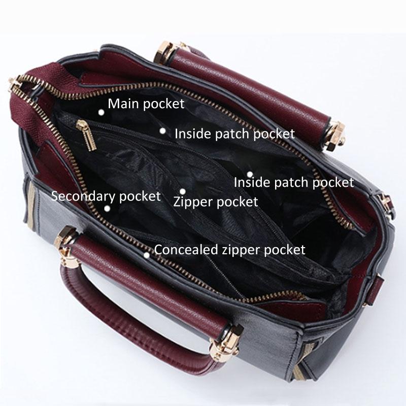 Large Capacity Women Colorblock Crossbody Bag - Black