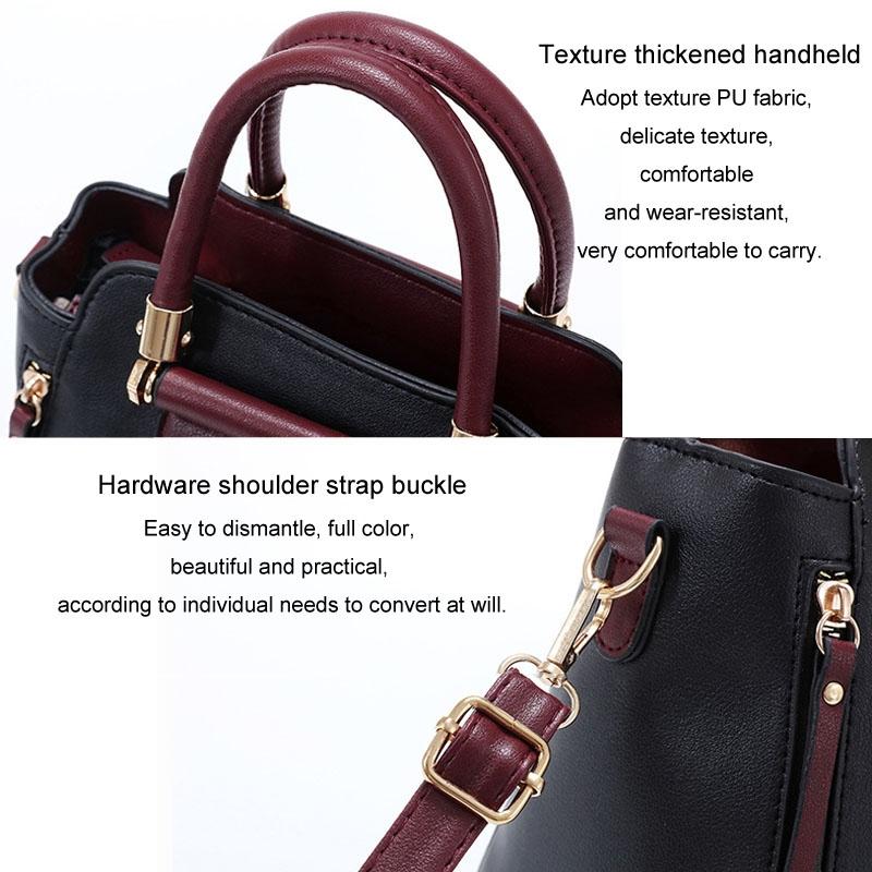 Large Capacity Women Colorblock Crossbody Bag - Black