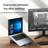 Versatile Laptop Stand with Storage and Cooling - Desktop Heightening Rack - Black