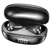 Wireless In-ear Gaming Earphones with Digital Display - Black - Front View