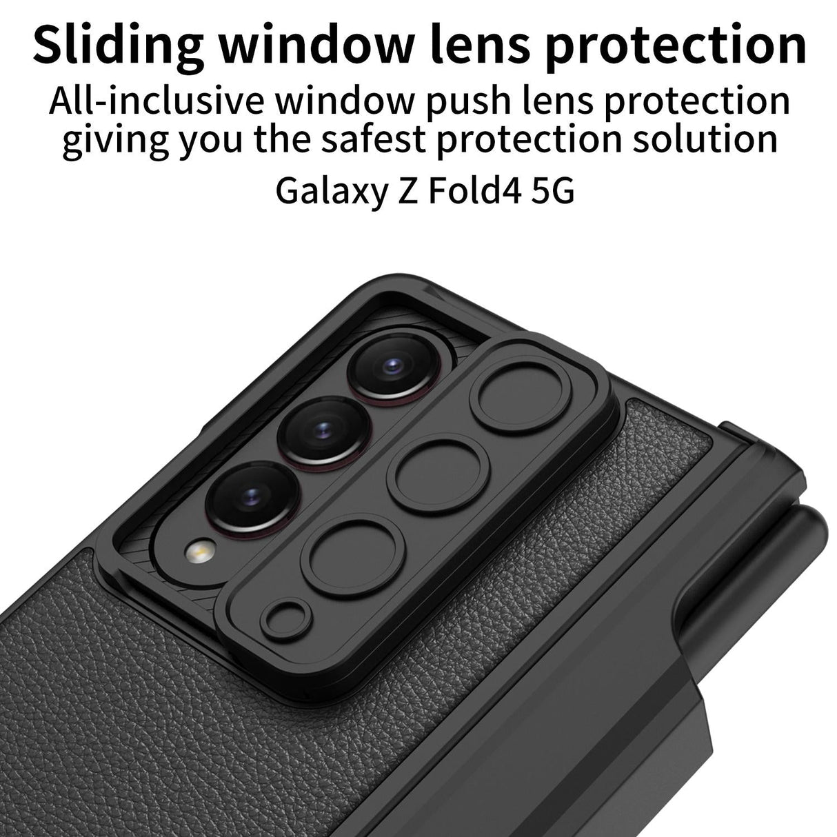 For Samsung Galaxy Z Fold4 5G Magnetic Leather Flip Case With Holder - Black