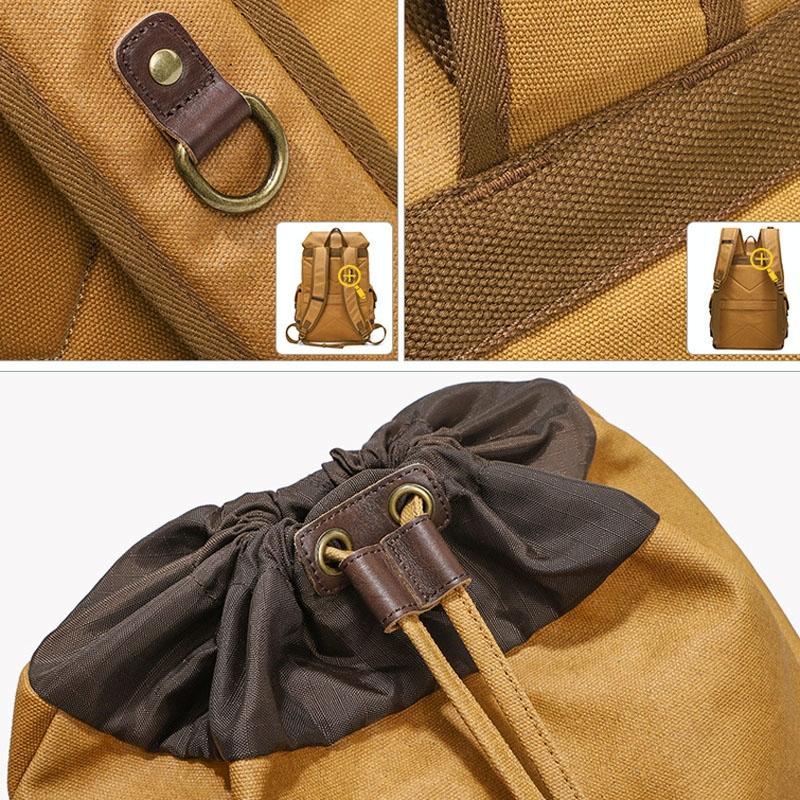 Travel-ready Retro Canvas Backpack - Spacious Design - Gray