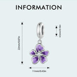 925 Sterling Silver Flower Pendant For Diy Bracelets & Purple Beads - Top-Down View