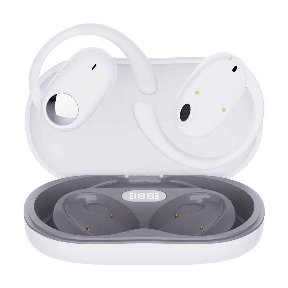 Wireless Dual-mic Bluetooth Earphones with Noise Reduction and Led Display - Black