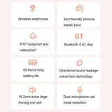 Wireless Dual-mic Bluetooth Earphones with Noise Reduction and Led Display - Black - Low Angle