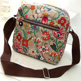 Waterproof Nylon Multilayer Crossbody Bag For Women - Purple Flower
