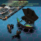 Wireless Gaming Earbuds with Bluetooth 5.0 and Led - Black - Top-Down View