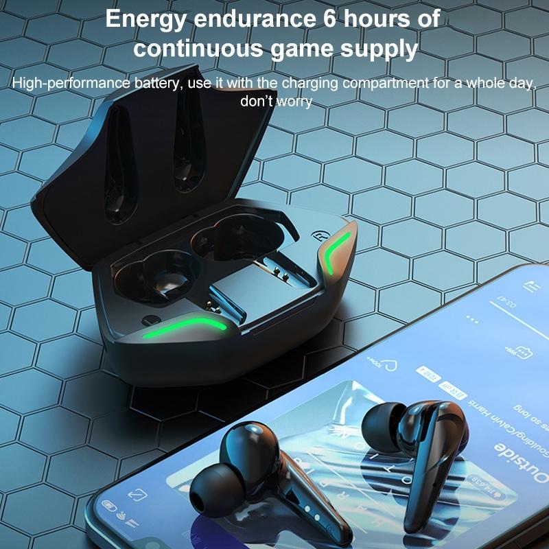 Wireless Gaming Earbuds with Bluetooth 5.0 and Led - Black