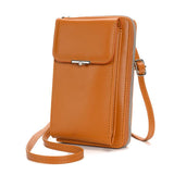 Women Crossbody Cell Phone Wallet Storage Bag - Black - Front View