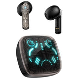 Black Tws Bluetooth Gaming Earphones with Noise Reduction - Front View