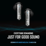 Black Tws Bluetooth Gaming Earphones with Noise Reduction - Close-Up Angle