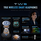 Black Tws Bluetooth Gaming Earphones with Noise Reduction - Low Angle