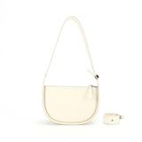 Vintage Semi Circular Underarm Bag White - Front View