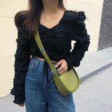 Vintage Semi Circular Underarm Bag White - Low Angle