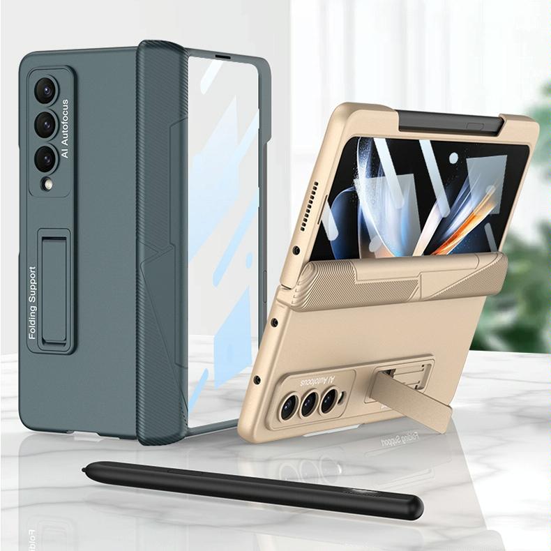 For Samsung Galaxy Z Fold4 5G Foldable Phone Case With Magnetic Closure And Pen Slot - Compact And Convenient - Champagne Gold