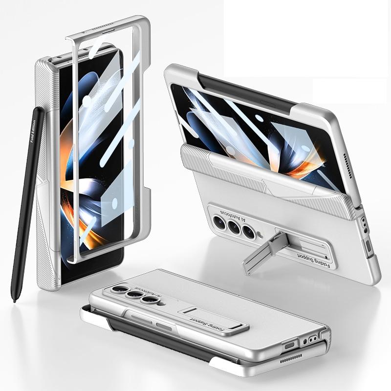 For Samsung Galaxy Z Fold4 5G Foldable Phone Case With Magnetic Closure And Pen Slot - Compact And Convenient - Champagne Gold