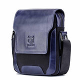 Men Leather Diagonal Shoulder Bag Multi Function - Red