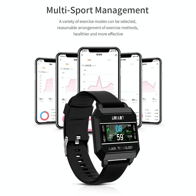 0.96 Inch Tft Screen Life Waterproof Smart Watch Support Sleep Monitoring / Heart Rate Monitoring / Blood Pressure Monitoring / Pulse Reminder - Black