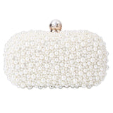Soft Lock Pearl Evening Bag Chic Crossbody - White - Front View