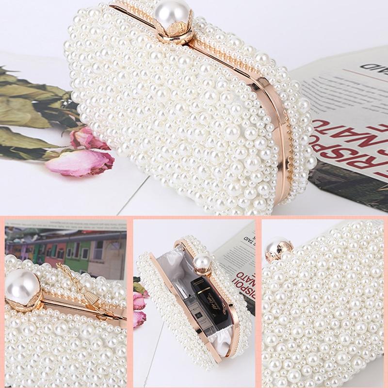 Soft Lock Pearl Evening Bag Chic Crossbody - White