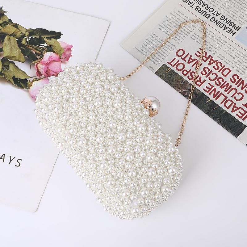 Soft Lock Pearl Evening Bag Chic Crossbody - White