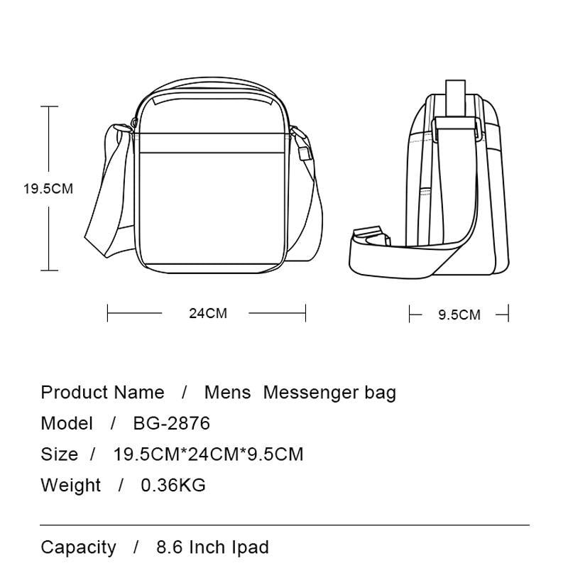 Men Crossbody Bag Casual Business Shoulder Bag