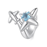 925 Sterling Silver Oxidized Airplane Starburst Beads - Front View