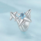 925 Sterling Silver Oxidized Airplane Starburst Beads - Side View