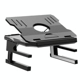 Foldable Aluminum Laptop Stand - Double Layer Heightening Bracket Black - Front View