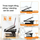 Foldable Aluminum Laptop Stand - Double Layer Heightening Bracket Black - Top-Down View