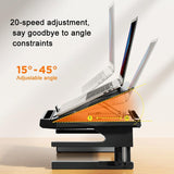 Foldable Aluminum Laptop Stand - Double Layer Heightening Bracket Black - 45-Degree Angle