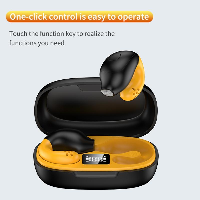 Wireless Ear Clip Bluetooth Headset with Led Display - Noise Reduction