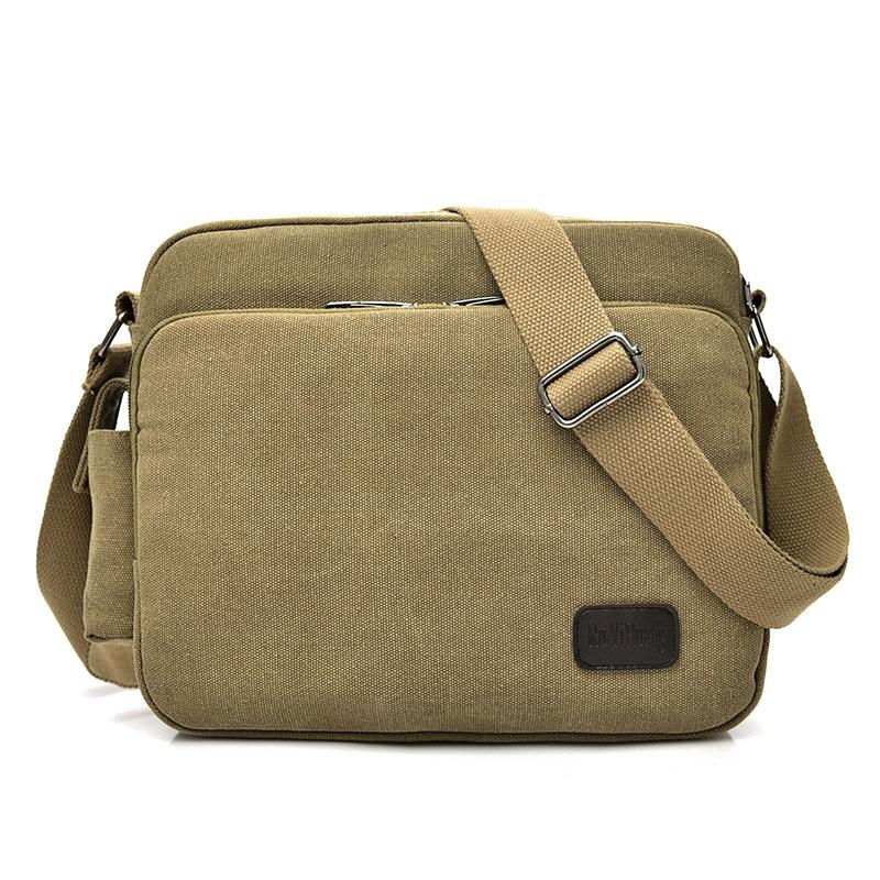 Men Vintage Canvas Single Shoulder Bag - Khaki