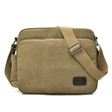 Men Vintage Canvas Single Shoulder Bag - Khaki - Front View