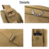 Men Vintage Canvas Single Shoulder Bag - Khaki - 45-Degree Angle