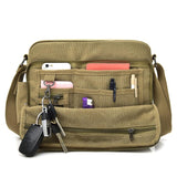 Men Vintage Canvas Single Shoulder Bag - Khaki