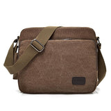Men Vintage Canvas Single Shoulder Bag - Khaki - Low Angle
