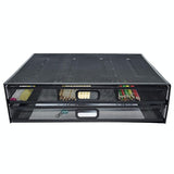 Double Iron Desktop Stand with Drawer for Height Increase and Storage - Black
