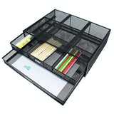 Double Iron Desktop Stand with Drawer for Height Increase and Storage - Black - Rear View