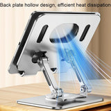 Universal Tablet Stand - 360 Degree Rotating Foldable - Silver - Rear View