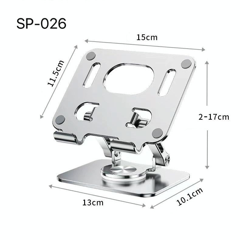 Universal Tablet Stand - 360 Degree Rotating Foldable - Silver