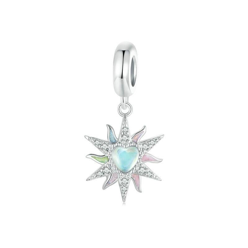 925 Sterling Silver Colorful Sunshine Sun Pendant Beads