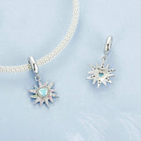 925 Sterling Silver Colorful Sunshine Sun Pendant Beads - Top-Down View