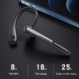Wireless Bluetooth Earphone with Noise Cancelling and Mic - Black - 45-Degree Angle