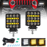 4 Inch Square Mixed Luminous Double Arrow Angel Eye Car Work Light - Top-Down View