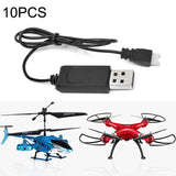10-pack Usb Charging Cable for Drone - 3.7v 350mah Air-to-air Plug no Protection - Front View