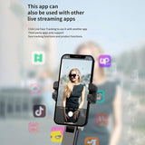 Desktop Gimbal Stabilizer with Fill Light and Selfie Stick - Black - Close-Up Angle