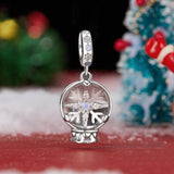 925 Sterling Silver Snowflake Crystal Ball Pendant - Side View